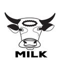 Cartoon happy caw isolated. Logo, print. cover for milk package Royalty Free Stock Photo