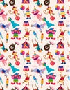 Cartoon happy circus seamless pattern