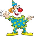 Cartoon happy clown pointing while waving. Royalty Free Stock Photo