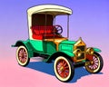 Cartoon happy comedy old retro road car jalopy buggy 1900