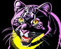 Cartoon happy comic black puma panther cat drawing