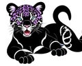 Cartoon happy comic black puma panther cat face portrait isolated Royalty Free Stock Photo