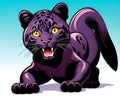 Cartoon happy comic black puma panther cat yellow eyes