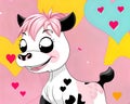 Cartoon happy comic dairy milk cow comedy teenager love heart smiling Royalty Free Stock Photo