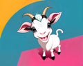 Cartoon happy comic friendly farm baby goat smiling face pop art Royalty Free Stock Photo