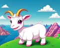 Cartoon happy comic friendly farm goat child toy drawing sketch Royalty Free Stock Photo