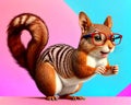 Cartoon happy comic friendly furry red squirrel striped pop art color Royalty Free Stock Photo