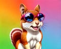 Cartoon happy comic friendly squirrel sunglasses face portrait color Royalty Free Stock Photo