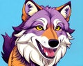 Cartoon happy comic grey gray timber wolf dog smiling face portrait Royalty Free Stock Photo
