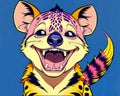 Cartoon happy comic laughing hyena dog smiling spotted sneaky