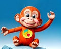 Cartoon happy comic monkey face stuffed play toy doll boy fun