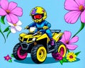 Cartoon happy comic motorized atv children automobile toy driver