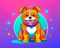 Cartoon happy comic pet puppy dog alley bulldog star light Royalty Free Stock Photo