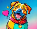 Cartoon happy comic pet puppy heart love dog collar Royalty Free Stock Photo