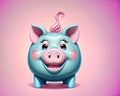 Cartoon happy comic pink blue piggy bank savings pig toy Royalty Free Stock Photo