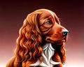 Cartoon happy comic puppy show dog pet red irish setter spaniel groomed