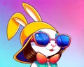 Cartoon happy comic rabbit girl sunglasses comedy portrait