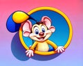 Cartoon happy comic rat mouse pop art color comedy