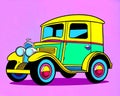 Cartoon happy comic retro car vintage jalopy style Royalty Free Stock Photo