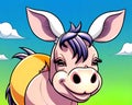 Cartoon happy comic smiling burro donkey fun color