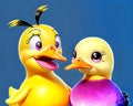 Cartoon happy comic yellow rubber ducky duck family fun Royalty Free Stock Photo