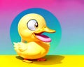 Cartoon happy comic yellow rubber ducky duck pop art color Royalty Free Stock Photo