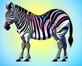 Cartoon happy comic zebra horse artistic color stripes Royalty Free Stock Photo