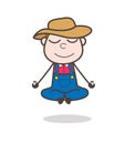 Cartoon Happy Cowboy Character Doing Yoga Vector