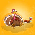 Cartoon happy cute thanksgiving turkey bird. Design for Thanksgiving Day Royalty Free Stock Photo