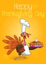 Cartoon happy cute thanksgiving turkey bird. Design for Thanksgiving Day Royalty Free Stock Photo