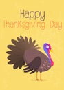 Cartoon happy cute thanksgiving turkey bird. Design for Thanksgiving Day Royalty Free Stock Photo