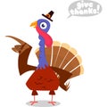 Cartoon happy cute thanksgiving turkey bird. Vector illustration isolated. Design for Thanksgiving Day Royalty Free Stock Photo