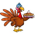 Cartoon happy cute thanksgiving turkey bird. Vector illustration isolated. Design for Thanksgiving Day Royalty Free Stock Photo