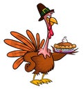 Cartoon happy cute thanksgiving turkey bird. Vector illustration isolated. Design for Thanksgiving Day Royalty Free Stock Photo