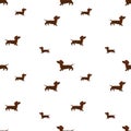 Cartoon happy dachshund - seamless trendy pattern with dogs. Illustration for prints, clothing, packaging and postcards