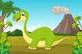 Cartoon happy dinosaur in the jungle Royalty Free Stock Photo