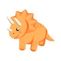 Cartoon happy dinosaur triceratops for designing dino party, children holiday Royalty Free Stock Photo