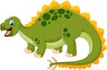 Cartoon happy dinosaur with white bankground