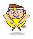 Cartoon Happy Doctor Face with Baseball Bat Vector Royalty Free Stock Photo