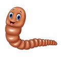 Cartoon happy earthworm isolated on white background Royalty Free Stock Photo