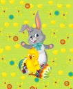 Cartoon happy easter bunny rabbit and chicken Royalty Free Stock Photo