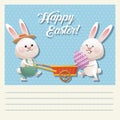 cartoon happy easter couple bunny egg