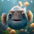 Cartoon happy fish. AI generative Royalty Free Stock Photo