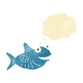 cartoon happy fish with thought bubble Royalty Free Stock Photo