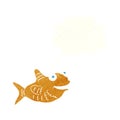 cartoon happy fish with thought bubble Royalty Free Stock Photo