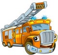 Cartoon happy and funny cartoon bus looking and smiling Royalty Free Stock Photo