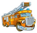 Cartoon happy and funny cartoon bus looking and smiling Royalty Free Stock Photo