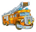 Cartoon happy and funny cartoon bus looking and smiling Royalty Free Stock Photo