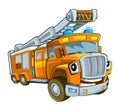 Cartoon happy and funny cartoon bus looking and smiling Royalty Free Stock Photo