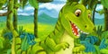 Cartoon happy and funny dinosaur - tyrannosaurus - illustration